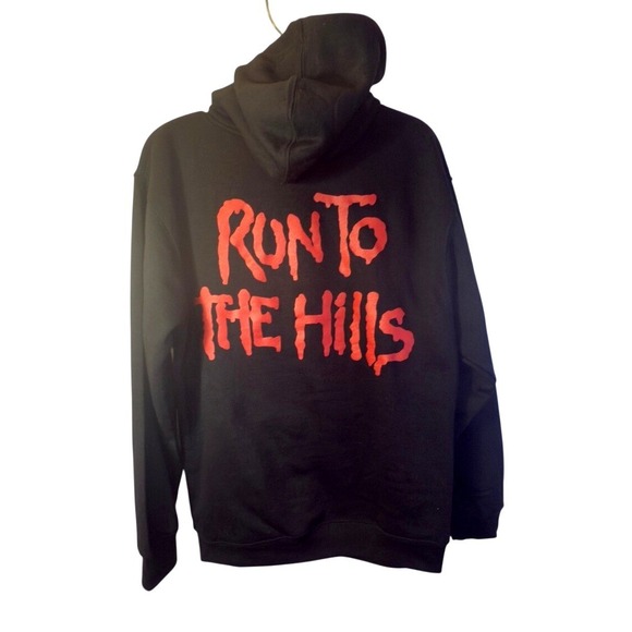 Iron Maiden Run to the Hills Black Hoodie Sweatshirt Graphic Print Size Medium - Picture 2 of 5